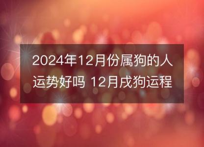 2024年12月份属狗的人运势好吗 12月戌狗运程发展趋势