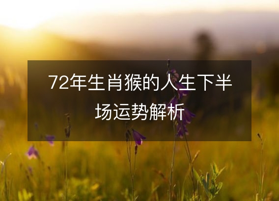 72年生肖猴的人生下半场运势解析