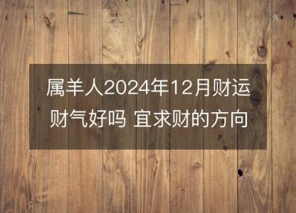 属羊人2024年12月财运财气好吗 宜求财的方向