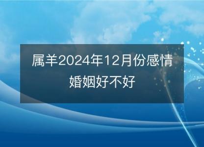 属羊2024年12月份感情婚姻好不好