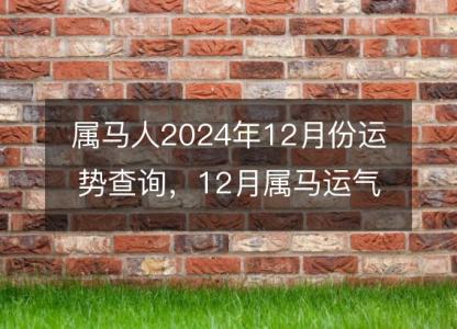 属马人2024年12月份运势查询，12月属马运气如何