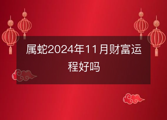 属蛇2024年11月财富运程好吗