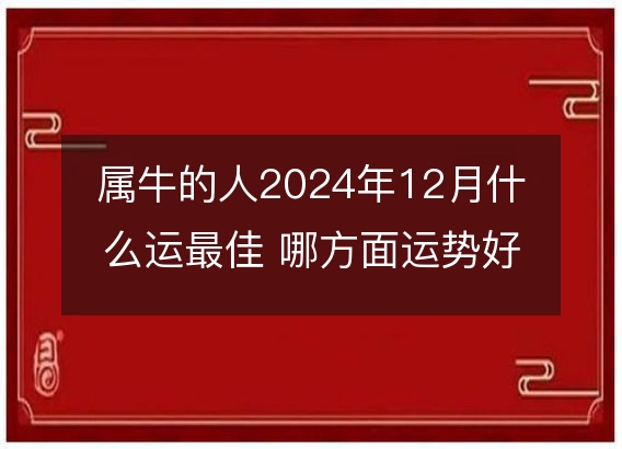 属牛的人2024年12月什么运最佳 哪方面运势好