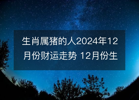 生肖属猪的人2024年12月份财运走势 12月份生肖猪财神方位