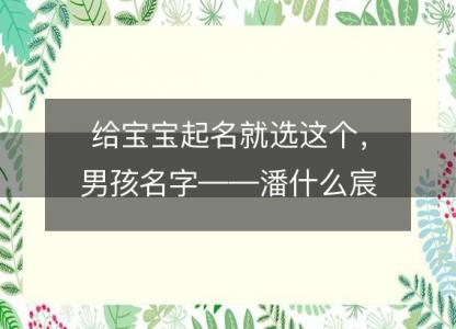 给宝宝起名就选这个，男孩名字——潘什么宸