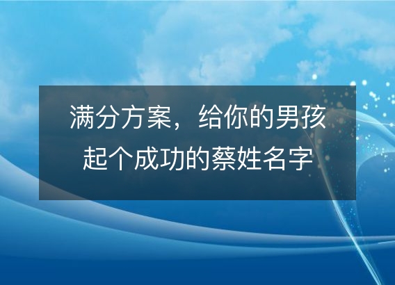 满分方案，给你的男孩起个成功的蔡姓名字