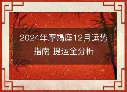 2024年摩羯座12月运势指南 提运全分析