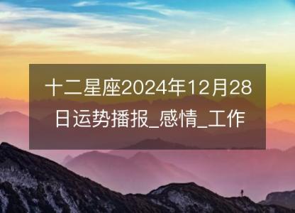 十二星座2024年12月28日运势播报_感情_工作_财运