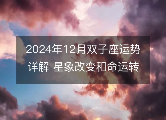 2024年12月双子座运势详解 星象改变和命运转机