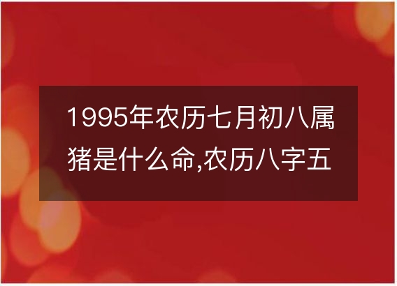 1995年农历七月初八属猪是什么命,农历八字五行缺不缺,姻缘解析