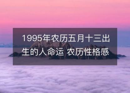 1995年农历五月十三出生的人命运 农历性格感情，事业财运详解