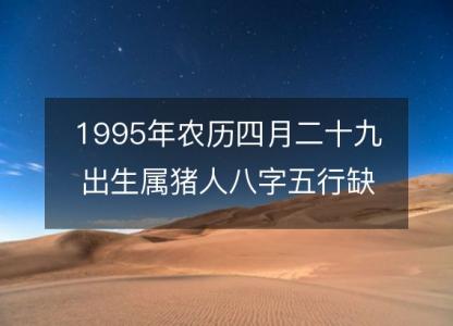 1995年农历四月二十九出生属猪人八字五行缺吗？命运、婚姻、性格、事业财运！