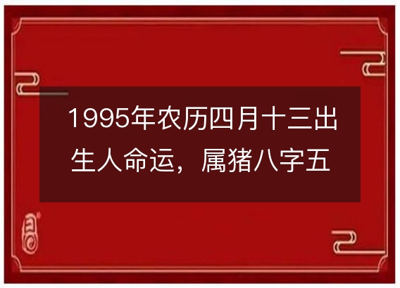 1995年农历四月十三出生人命运，属猪八字五行缺什么 性格感情详解