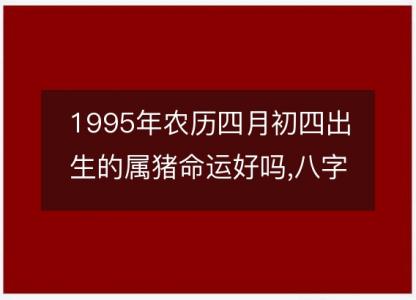 1995年农历四月初四出生的属猪命运好吗,八字五行缺什么 性格特点