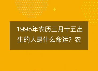 1995年农历三月十五出生的人是什么命运？农历生辰八字,事业,五行解析