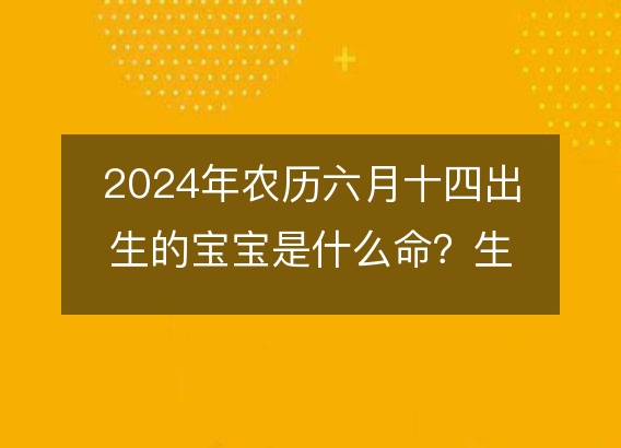 2024年农历六月十四出生的宝宝是什么命？生辰八字,五行,命运解析