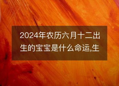 2024年农历六月十二出生的宝宝是什么命运,生辰八字五行缺不缺