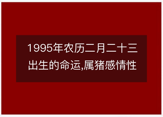 1995年农历二月二十三出生的命运,属猪感情性格 事业财运