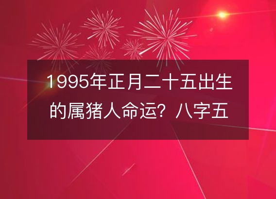 1995年正月二十五出生的属猪人命运？八字五行缺什么！性格详解