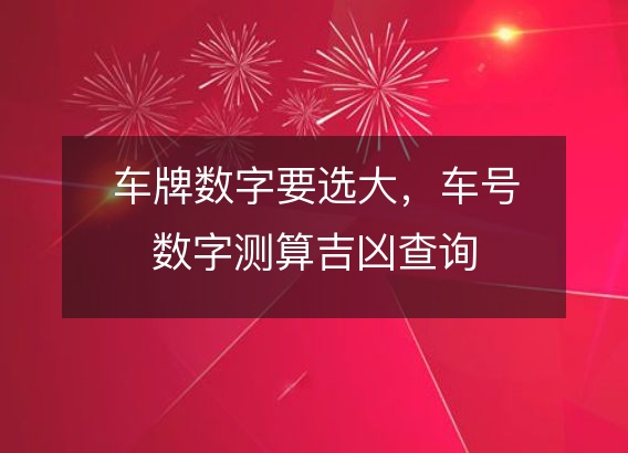 车牌数字要选大，车号数字测算吉凶查询